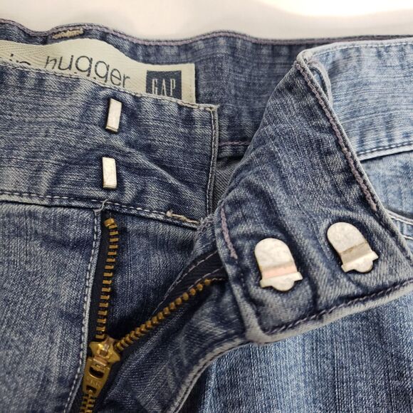 Vtg Gap Womens Skirt Size 8 Hip Hugger Stretch Blue Denim Short Mini Pockets - Picture 3 of 5